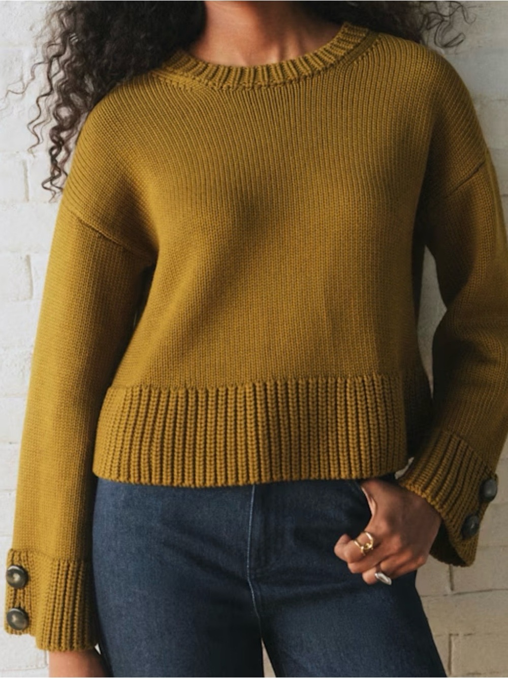 Sézane Olive Merino Wool Sweater XS NWT | Paris Knit Ribbed Crewneck Chic